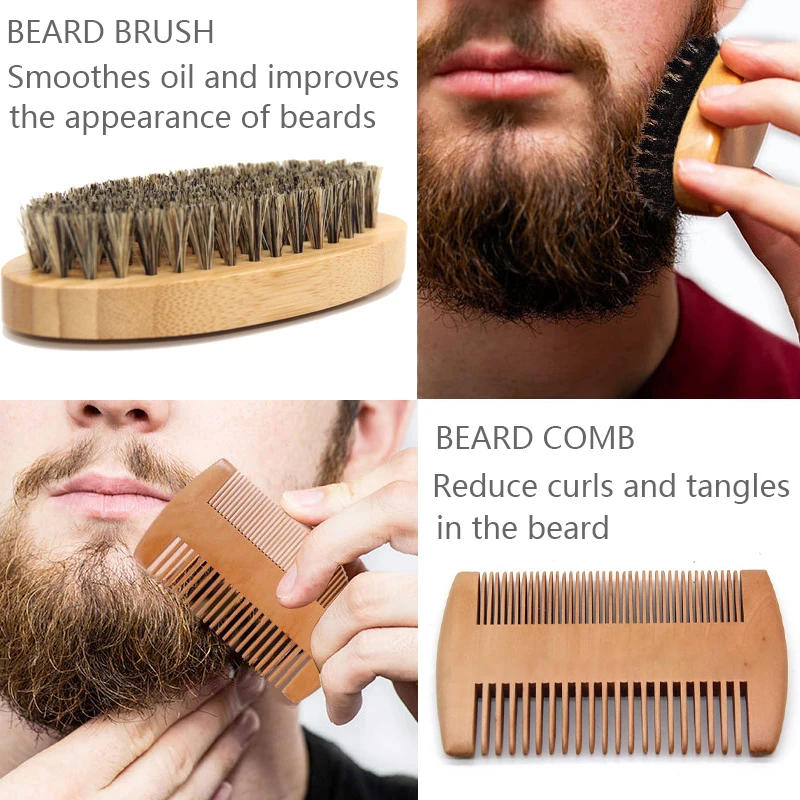 Description Picture 5 of itemBeard Growth Kit Beard Hair Enhancer Growth Thickening Activator Serum beard oil, beard balm, bamboo brush comb Beard care kit