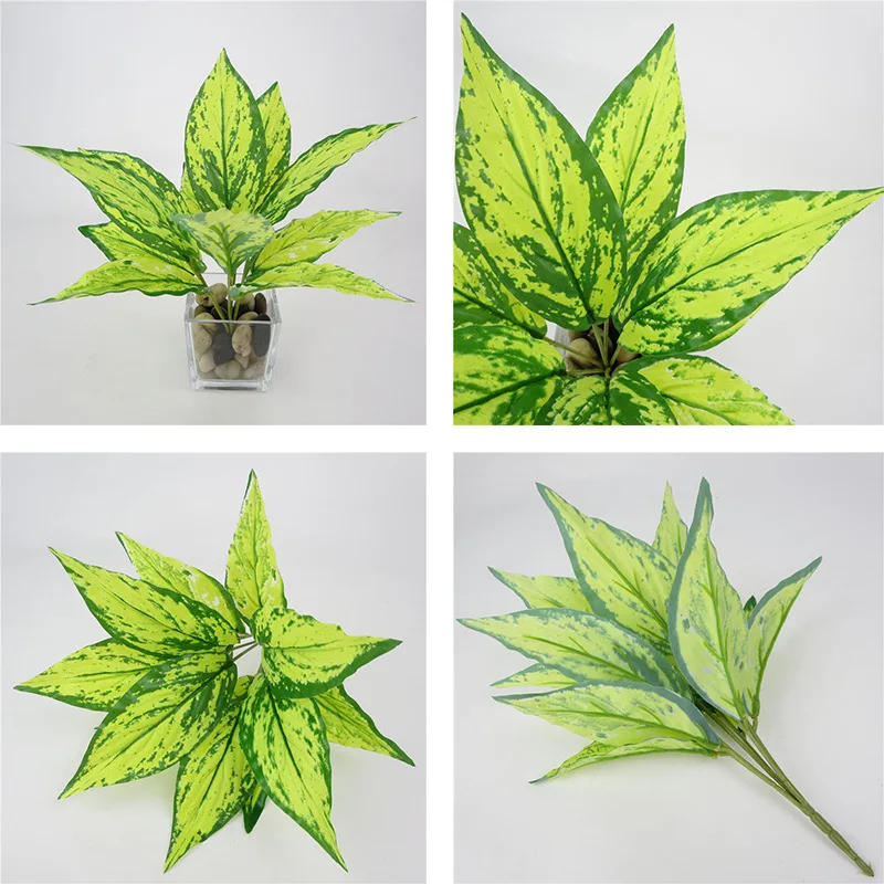 Description Picture 5 of itemArtificial Green Plant Leaves Plastic Evergreen Yellow Magnolia Fake Flower Home Living Room Decoration Simulation Plants Leaf