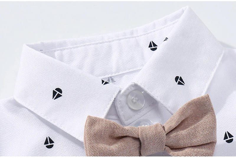 Description Picture 3 of itemRomper Clothes Set For Baby Boy Bow Hat Gentleman Suit Infant Baby Bodysuit Clothes for Newborn Babies Belt Pants Toddler Set