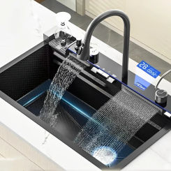 Kitchen sink, dual waterfall faucet, 5-button control, premium sink, manufacturer's lowest price
