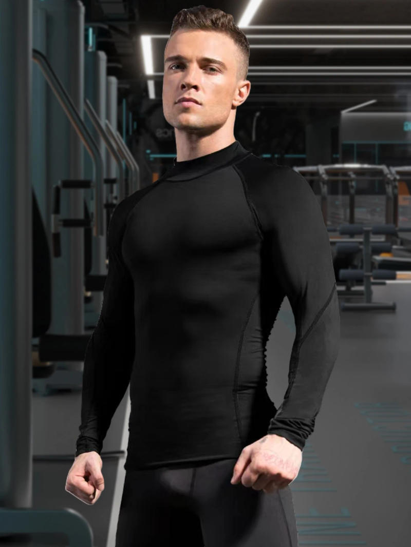 Description Picture 3 of itemMen High Collar Thermal Shirt Thermal Underwear Man Long Johns Elastic Sport First Layer Compression Undershirts Sleepwear 4XL