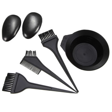 5pcs/Set Coloring Dye Comb Mixing Bowl Brush Earmuff Set Black Plastic Hair color  Barber Salon Tint Hairdressing Styling Tools