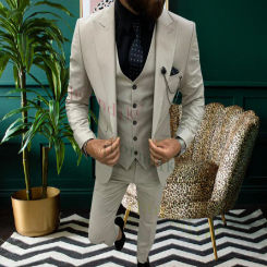 Thorndike New Beige Men's Suit 2022 Peak Lapel Slim Fit Casual Tuxedos Groom Tailor Made Terno Masculino (Blazer+Pants+Vest)