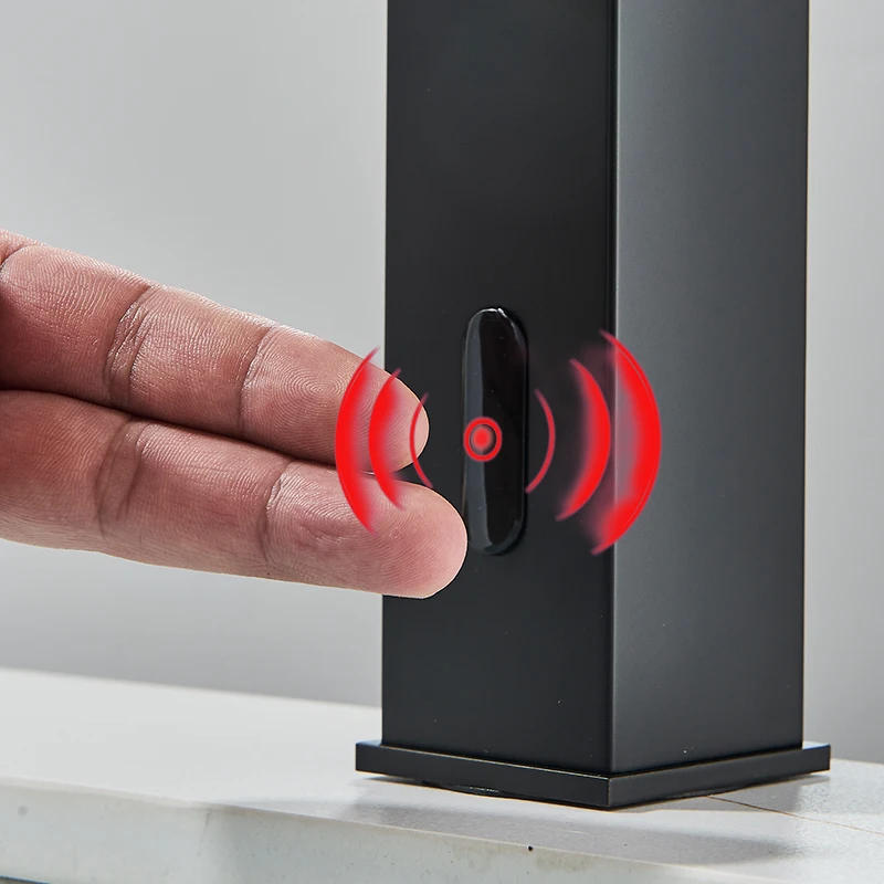 Description Picture 5 of itemMatte Black Smart Sensor Basin Faucet Cold and Hot Water Mixer Deck Mounted Bathroom Sink Tap Waterfall Washbasin Crane