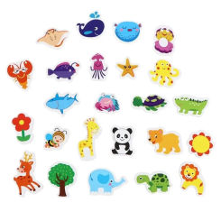 12pcs/lot Animal Fridge Magnet Fish and Crab Wooden Fridge Magnet 3D Cartoon Sticker Toy for Kids Diy Office Whiteboard Gadget