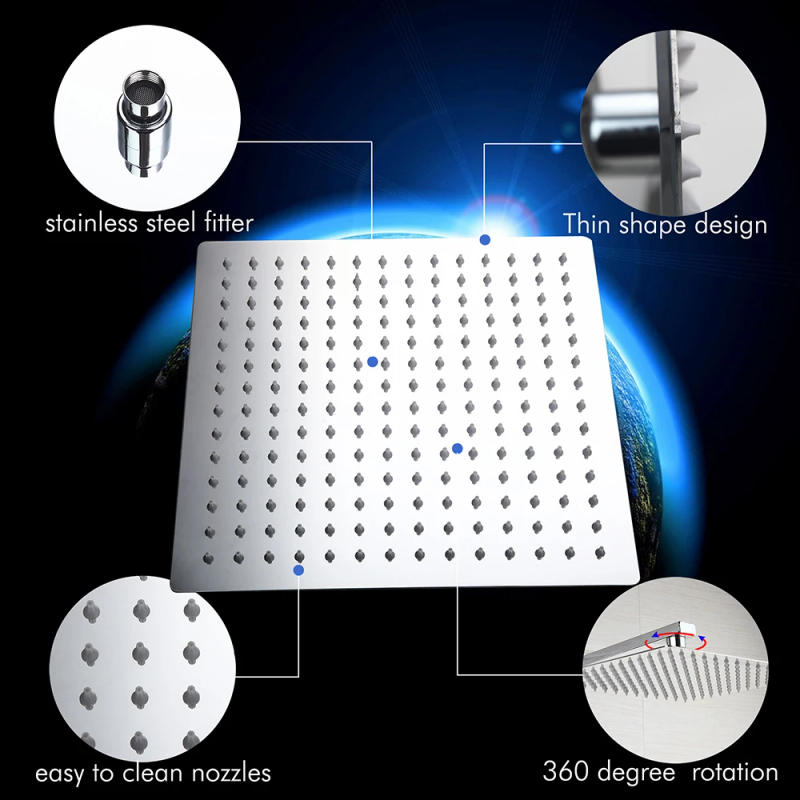 Description Picture 4 of itemTorayvino Chrome Shower Set Ceiling Mounted Showers System Faucet Set Mixer 6/8/10/12/16 Inch Rainfall Bathroom Chuveiro Tap