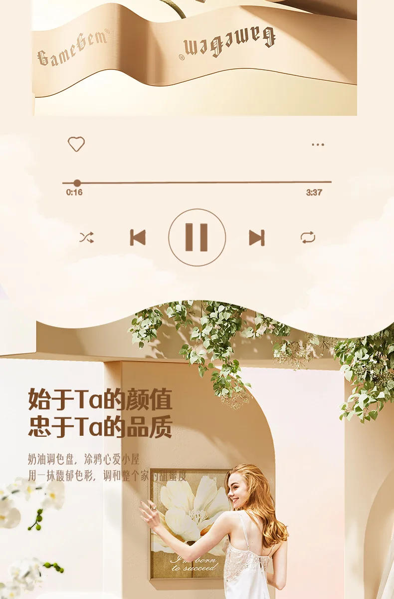 Description Picture 4 of itemCream Wind Home Folding Ladder Small Multi-functional Lightweight Ladder Chair Decorative Flower Frame Ladder Home Furniture