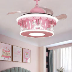 Carousel, Invisible Ceiling Fan Light, Kids Fan Light, Girl, Princess Room, Bedroom, Cartoon Chandelier, Creative Lamp