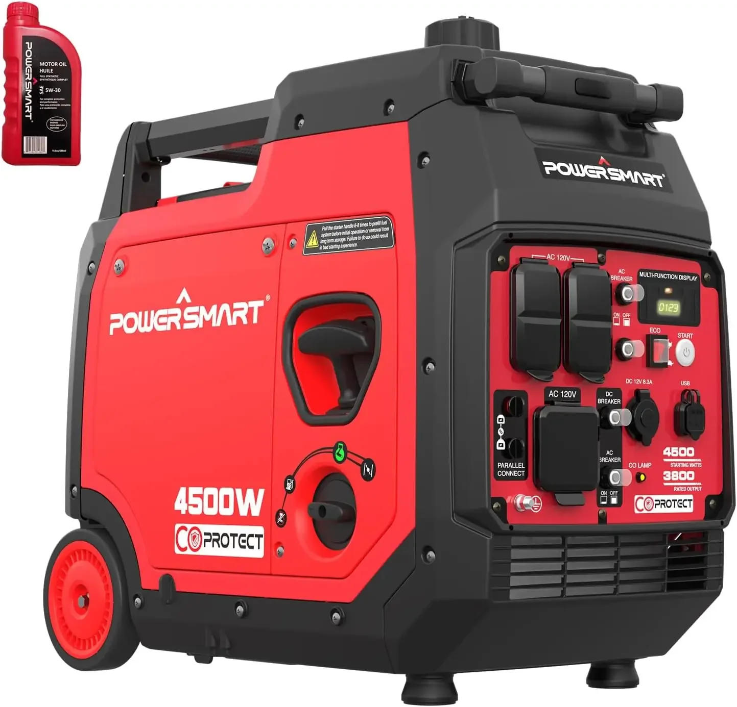 Description Picture 2 of item4500-Watt Super Quiet Inverter Generator, Portable Generator Gas Powered with Electric Start, CO Sensor, RV-Ready