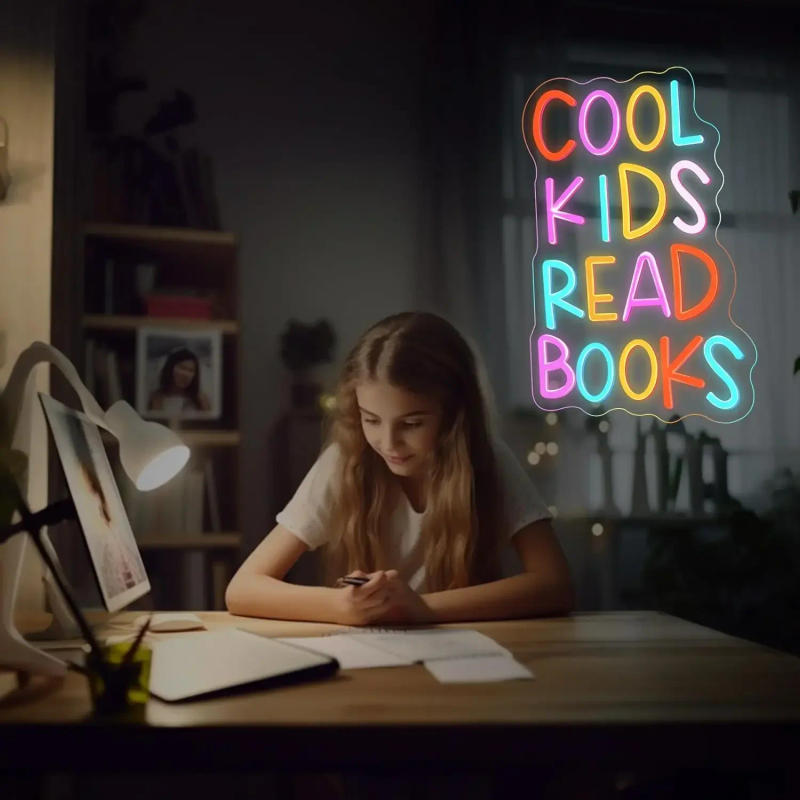 Description Picture 6 of itemCool Kids Read Books Neon Signs, Books led Neon Light Signs for Reading Room Hanging Decora Library Classroom Read Corner Decor