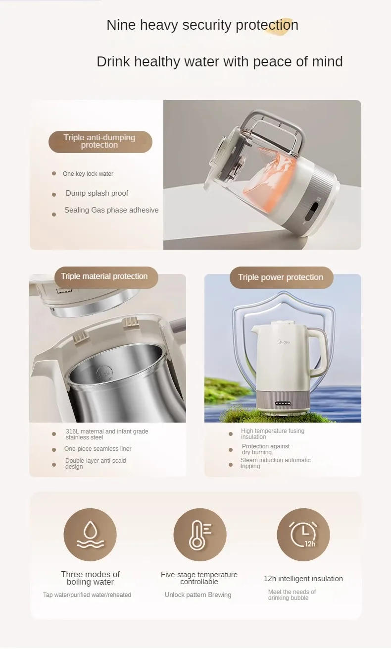 Description Picture 3 of itemHousehold Water Boiling Kettle Intelligent Automatic 316L Stainless Steel Kettle Anti-Dumping I New Electric Kettle