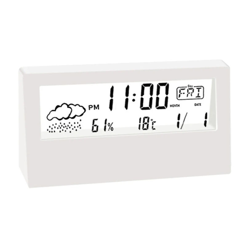 Description Picture 4 of itemThermo-Hygrometer Clock Creative Weather Display Electronic Alarm CLock Bedhead Electronic Clock Temperature And Humidity