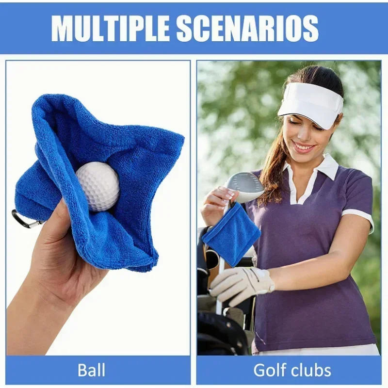 Description Picture 5 of item1PC Golf Ball Cleaning Towel Club Towel Outdoor Hook Towel Microfiber Velvet Outdoor Convenient Hhanging Waist Sports Club Cloth