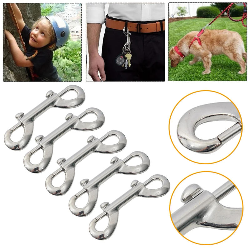 Description Picture 5 of item5PCS Eye Bolt Snap Hook 316 Stainless Steel Quick Draw Link Carabiner B-Shape Spring Hook for Diving/Dog Leash