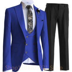 Male Groom Wedding Blazers High Quality Dress Jacket Coat Pants Vest Men Skinny 3 Pieces Set Formal Slim Fit Tuxedo Prom Suit