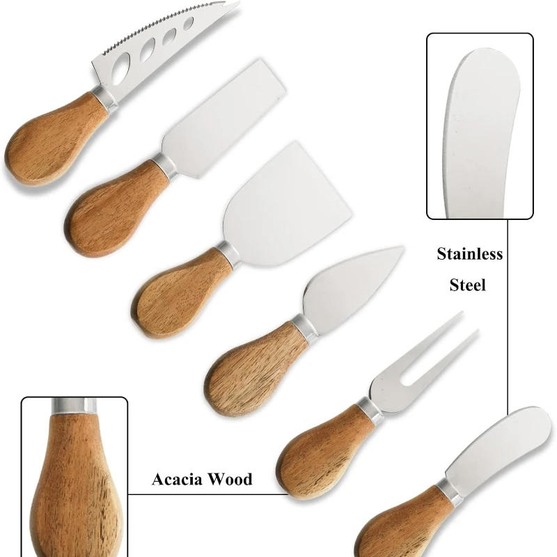 Description Picture 5 of item6-Piece Cheese Knives Set for Charcuterie Boards and Cutlery Stainless Steel Cheese Knife Set Collection kitchen Tools