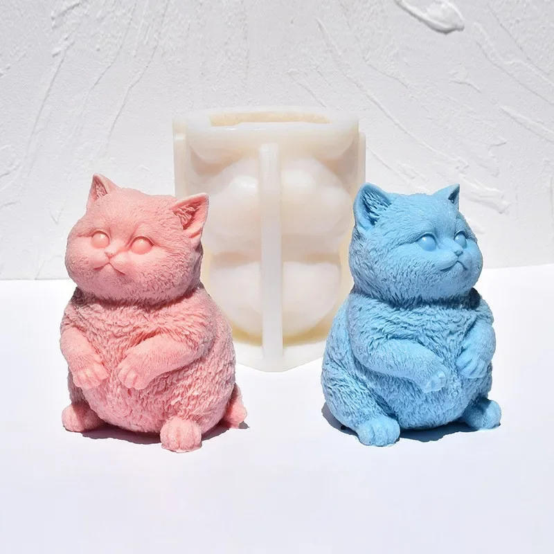 Description Picture 2 of itemDIY Fat Cat Candle Silicone Mold 3D Kitten Scented Candle Plaster Animal Crafts Resin Cement Mould Soap Making Tool Home Gift