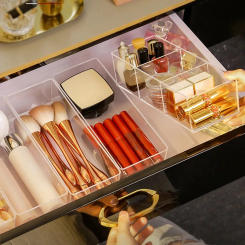 Clear Acrylic Makeup Layered Storage Box Dressing Table Cosmetic Lipstick Organizer Boxes Desktop Drawer Divider Storage