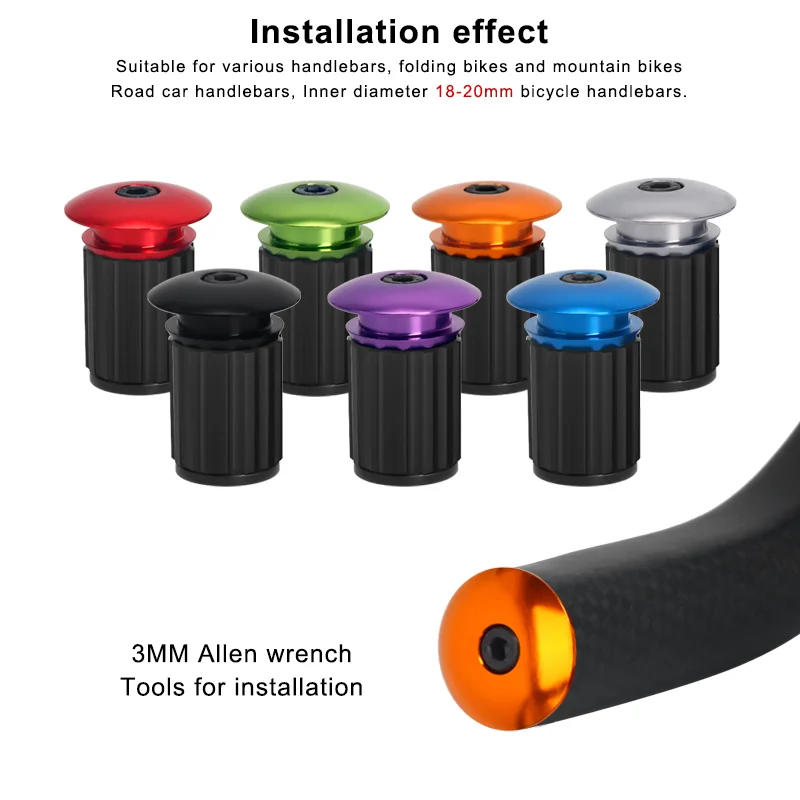 Description Picture 5 of item1 Pair Bicycle Handlebar End Plug Caps Aluminum Alloy Multi-Color Bike Grip Handlebar End Cap BMX Cycling Handlebar Accessories