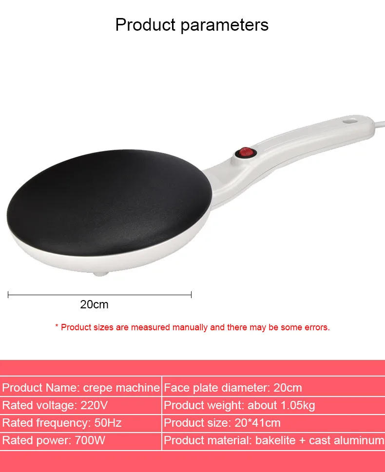 Description Picture 4 of itemElectric Crepe Maker Breakfast Pizza Machine Pancake Baking Pan Cake Non-stick Griddle Chinese Spring Roll Cooking Tools EU