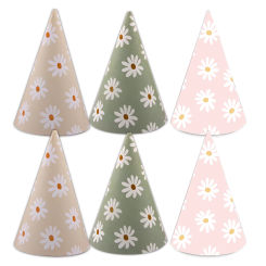 6pcs Pink Daisy Flower Paper Hats Multi Party Hat For Baby Shower Kids Daisy Birthday Wedding Party Decorations DIY Gifts Supply