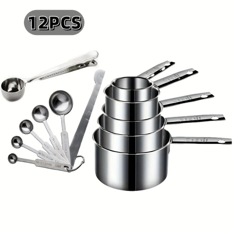 Description Picture 2 of item12 Piece Measuring Cup and Spoon Set - Stainless Steel Measuring Cup Set for Cooking and Baking, Kitchen Gadgets