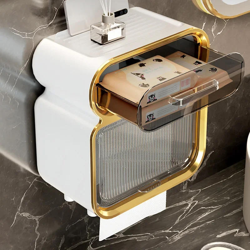 Description Picture 2 of itemToilet paper holder bathroom storage rack waterproof roll tissue storage box wall mounted storage rack, bathroom accessories