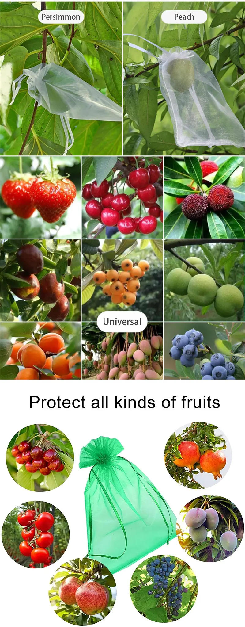 Description Picture 4 of itemFruit Protection Bags 100PCS Grapes Mesh Bag Pest Control Anti-Bird Vegetable Fruits Net Garden Planter Strawberry Grow Bags