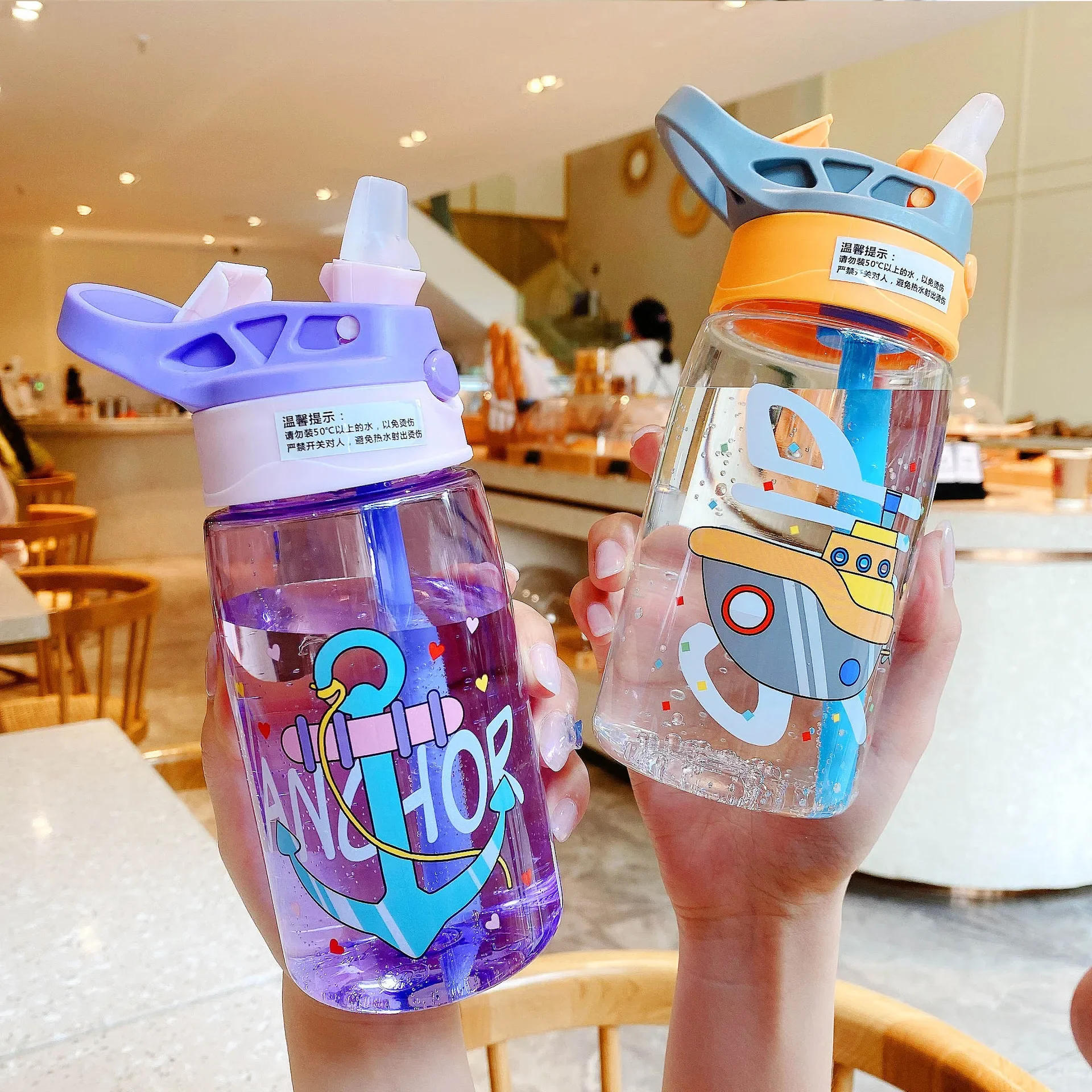 Description Picture 6 of itemPortable Cute Cartoon Small Boy Kids Kindergarten Straw Cup Creative Duck Beak Plastic Drinking Bottle for Children's Water