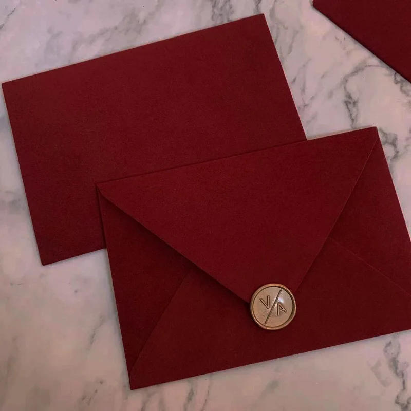 Description Picture 6 of itemBurgundy Velvet Envelope, Square and Rectangle, 5x7 Inch and 6x6 Inch, Wedding, Birthday, Bridal Shower, Invitation Cards, 10Pcs