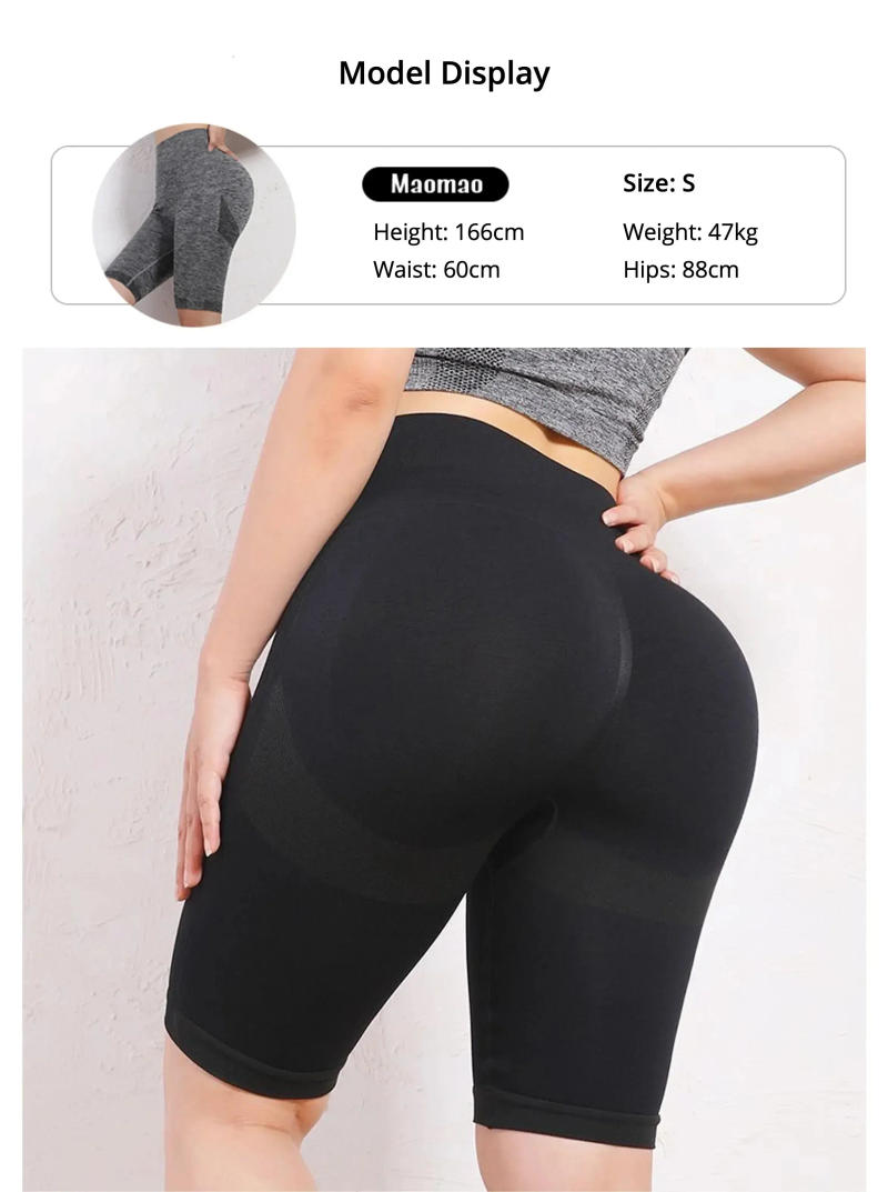 Description Picture 3 of itemWomen Elastic Yoga Shorts High Waist Tummy Control Ruched Booty Pants Seamless Butt Lifting Gym Workout Compression Tights