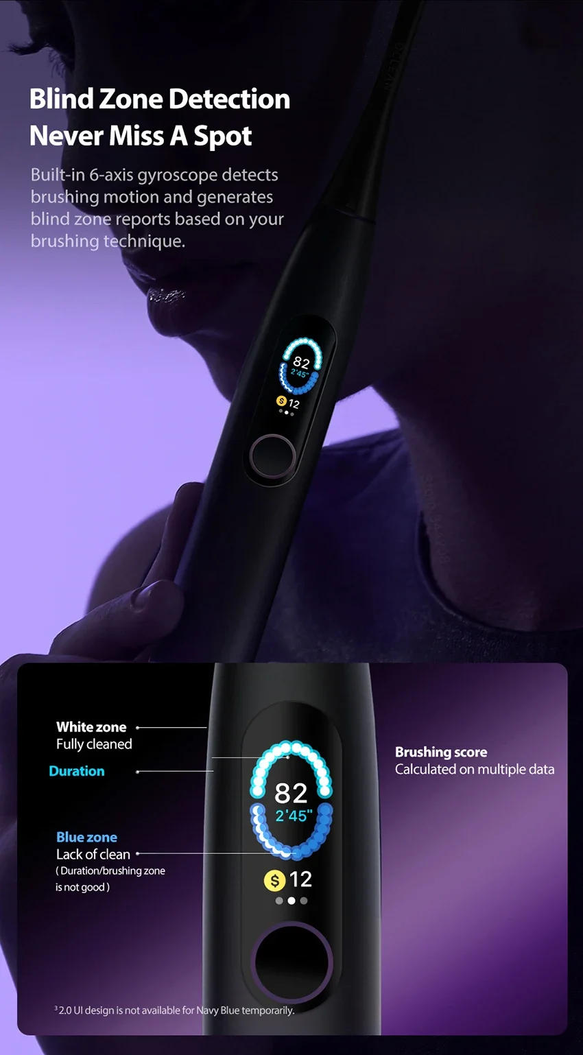Description Picture 6 of itemOclean X Pro Sonic Electric Toothbrush Whitening Teeth Vibrator Wireless Charge 40 Days Works Smart APP Ultrasonic Check QH2