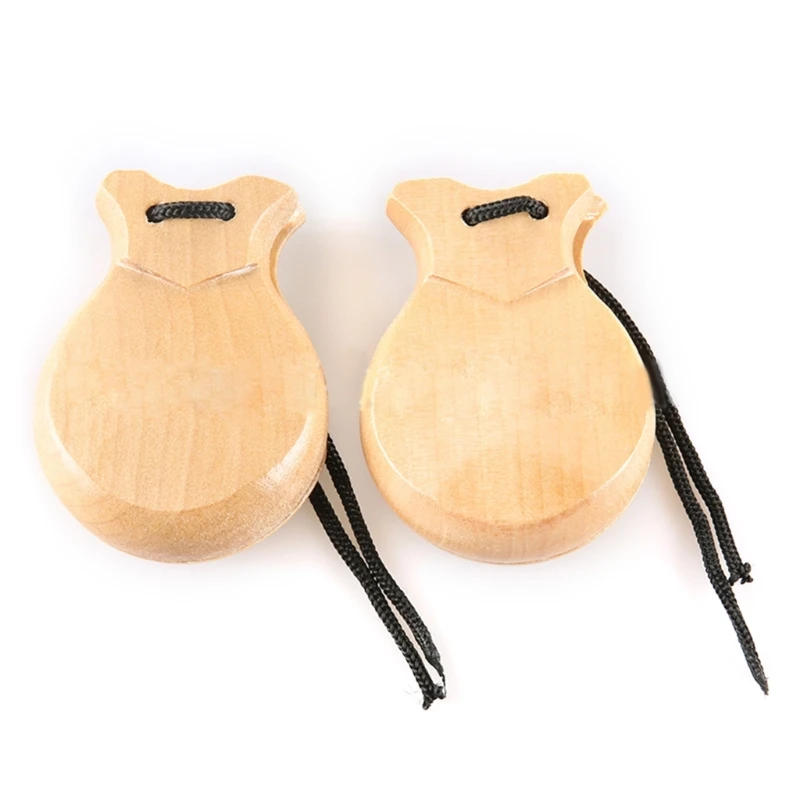 Description Picture 4 of item2 Pcs Traditional Flamenco Castanets Spanish Castanets with String Wooden Hand Percussion Music Instrument for Beginner