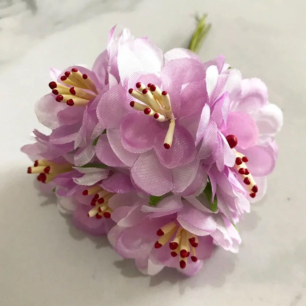 Description Picture 3 of item6/8/10/12/50/70/90pcs Mix Purple Flower Cherry Stamen Berries Bundle DIY Christmas Wedding Cake Gift Box Wreaths Decor