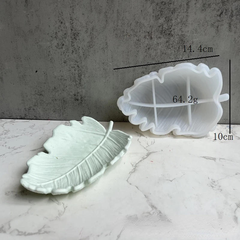Description Picture 2 of itemShell Tray Silicone Mold Moon Leaf Feathers Plate Tray Gypsum Concrete Concrete Mould Epoxy Silicone Molds for Epoxy Resin