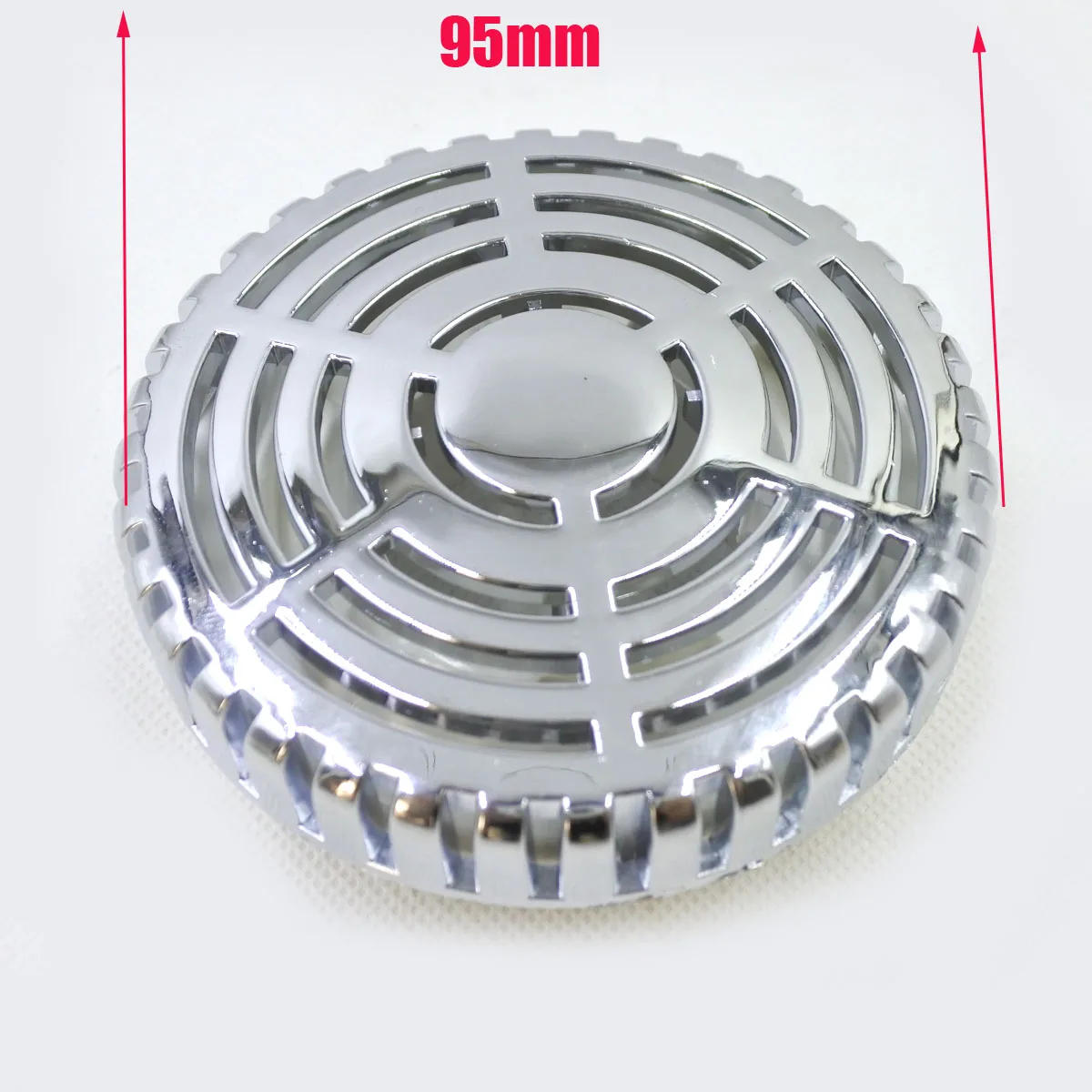 Description Picture 2 of item95mm spa tub water suctions face,Perfect fit for back water accessories,Chrome plated plastic surface with obvious reflective