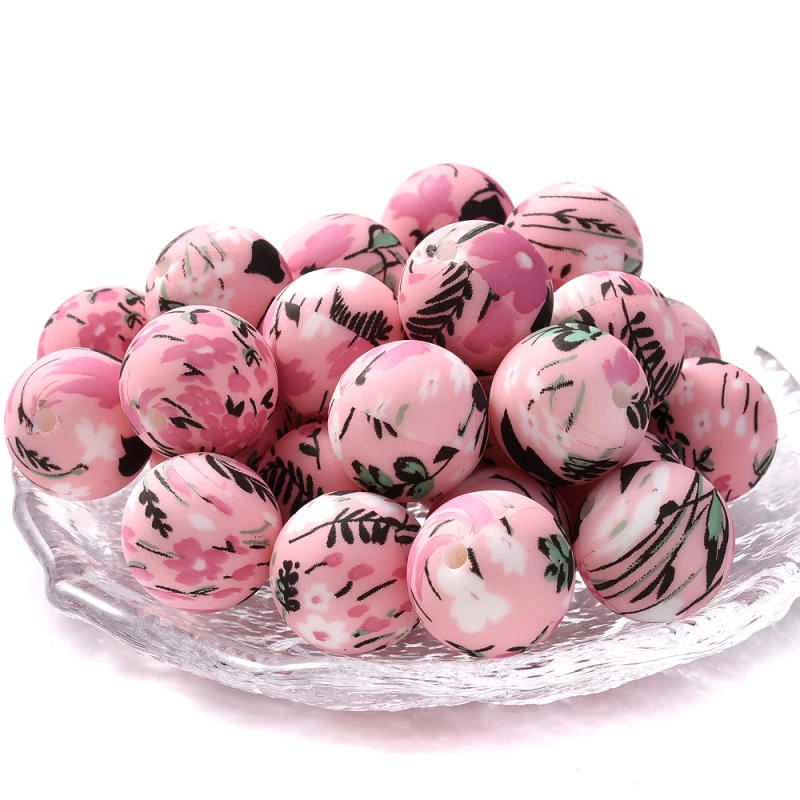 Description Picture 6 of item10Pcs Silicone Teether Chew Beads 15mm Print Colorful Pattern Focus Beads For Baby Pacifier Chain Bracelet DIY Jewelry Making