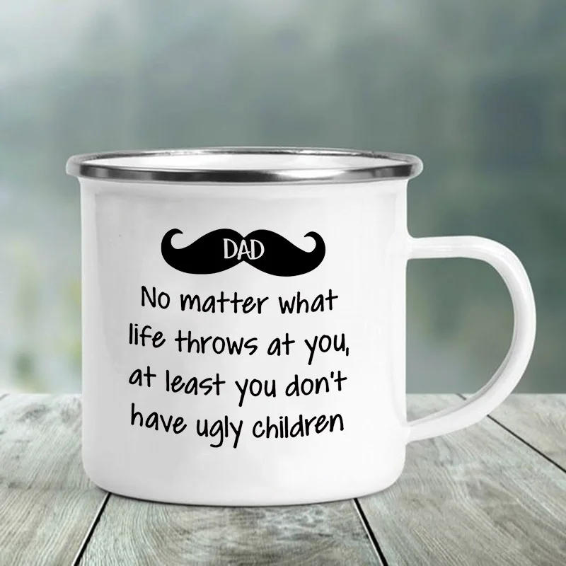 Description Picture 4 of itemBest Dad Print Funny Enamel Creative Coffee Cups Camping Mugs Handle Drinkware Vacation Mug The Best Father's Day Gifts for Men