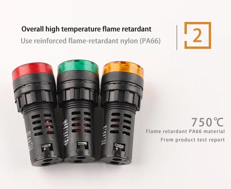 Description Picture 4 of item16mm/22mm AD16-22SM 12V 24V 110V 220V 380V Flash Signal Light Red LED Active Buzzer Beep Alarm Indicator Red Green Yellow Black