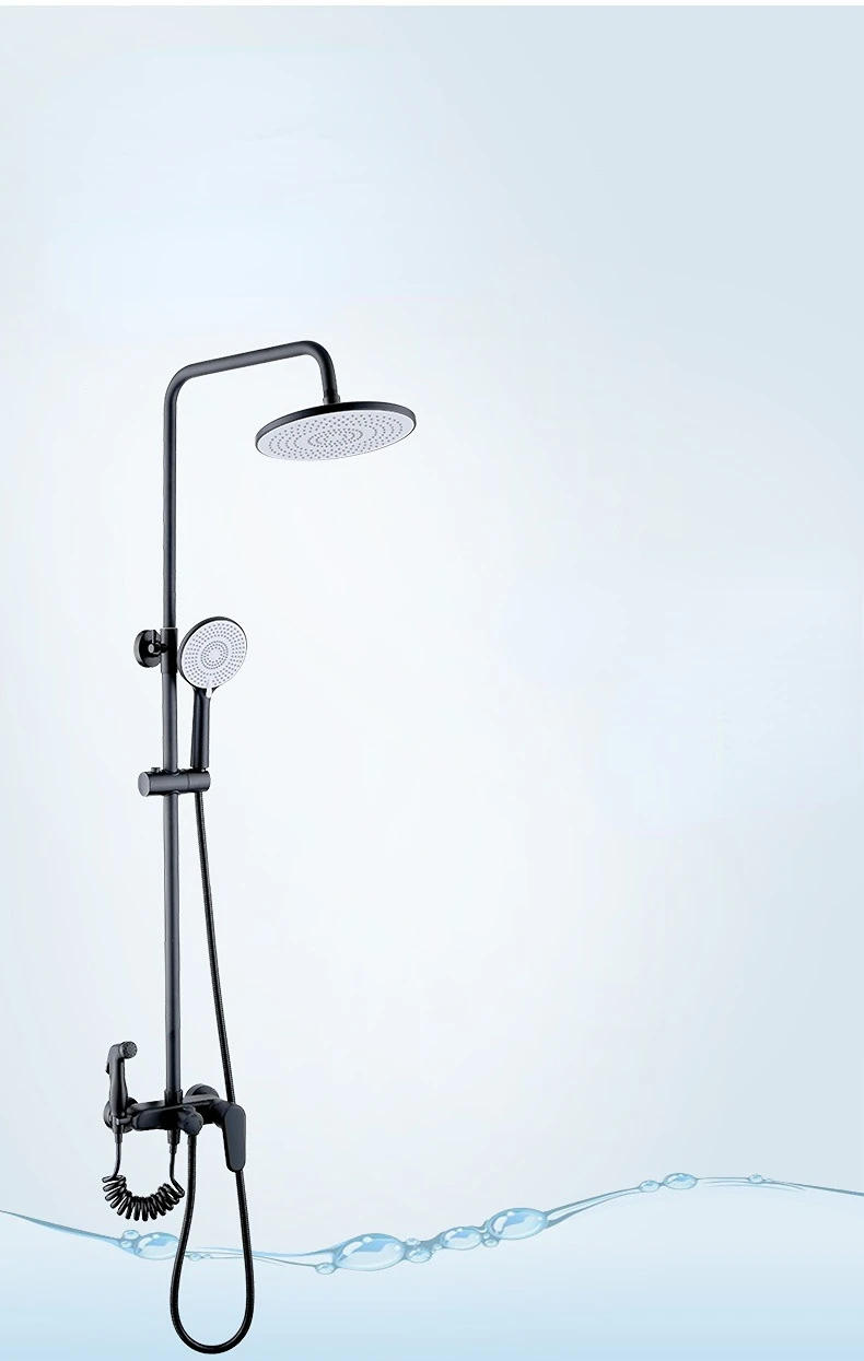 Description Picture 2 of itemMatte Black Shower System Set Full Copper Hot and Cold Mixing Valve Bathroom Faucet In-wall Multi-functional