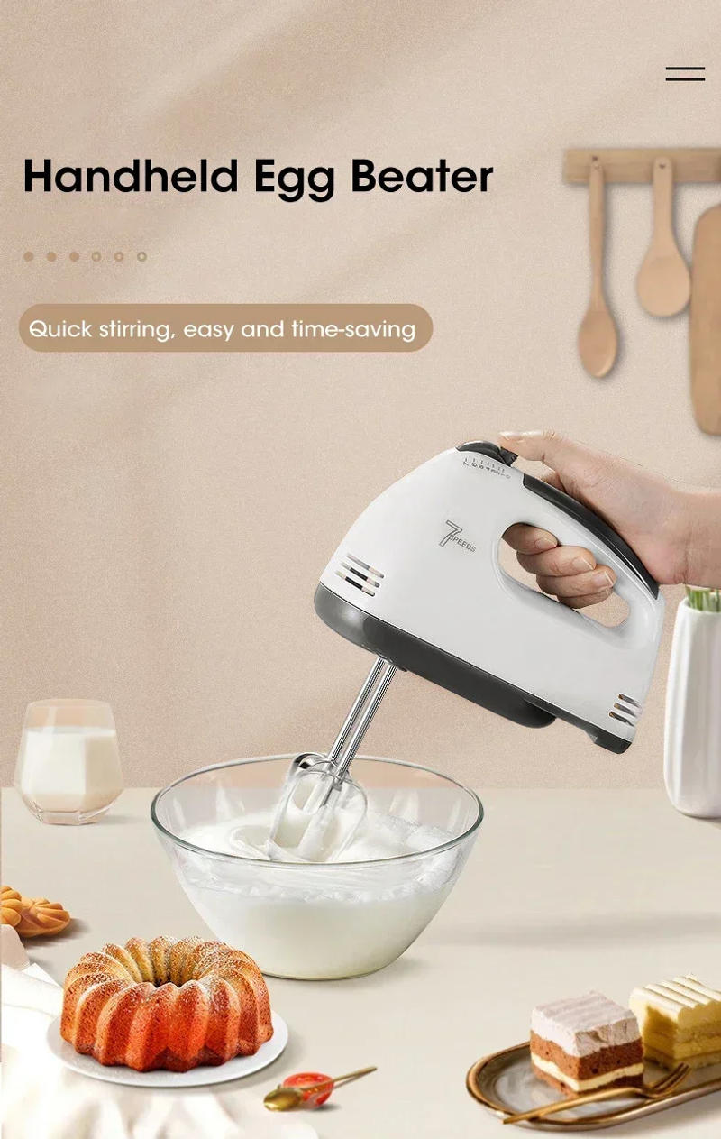 Description Picture 2 of itemElectric Flour Blender Egg Beater Handheld Food Cake Bread Baking Dough Mixer for Kitchen Cooking 7 Speed Cream Blender