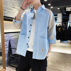 Elegante Mode Harajuku Slim Fit männliche Kleidung lose Casual Sport alle passen Oberbekleidung Vierkant hals Dreiviertel ärmel Blusa