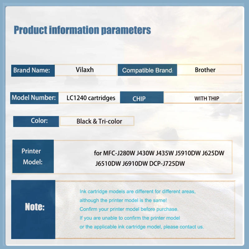 Description Picture 2 of itemvilaxh For Brother LC1280 LC1240 LC1220 Ink Cartridge for MFC-J280W J430W J435W J5910DW J625DW J6510DW J6910DW DCP-J725DW