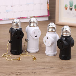 White Black US Power Plug To E26 To US Bulb Adapter Lamp Holder Base Socket Light Pull Chain Switch America Conversion