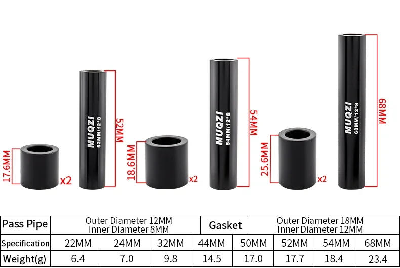 Description Picture 4 of itemMUQZI-Rear Shock Absorber for MTB Bike, Rear Suspension, DU Bushing, ID 12.7mm, OD 15mm, 22mm, 24mm, 32mm, 44mm, 50mm, 52mm, 54m