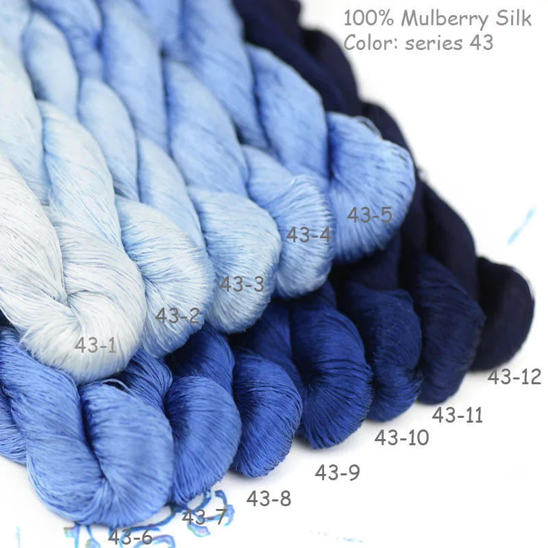Description Picture 5 of item100% Mulberry Silk Thread Floss Yarn Natural  Embroidery Threads Yarns Turquoise Wedgewood Blue Cyan 37 40 42 43 45 46 47 48