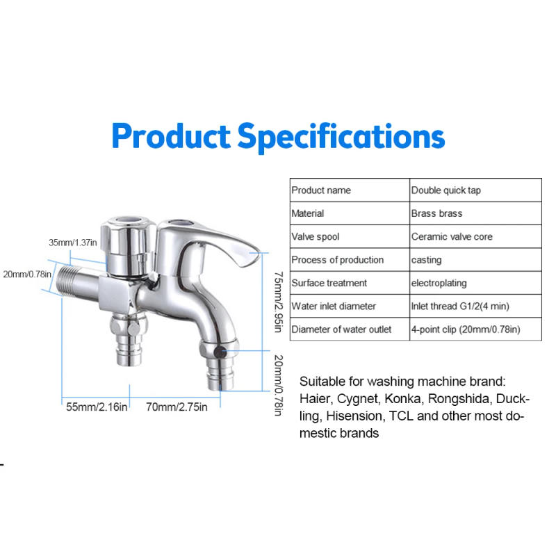 Description Picture 2 of itemWashing Machine Faucet Double Water Outlet Mop Pool Brass Tap Outdoor Garden Faucet Fast Bidet Faucets Bathroom Accessories