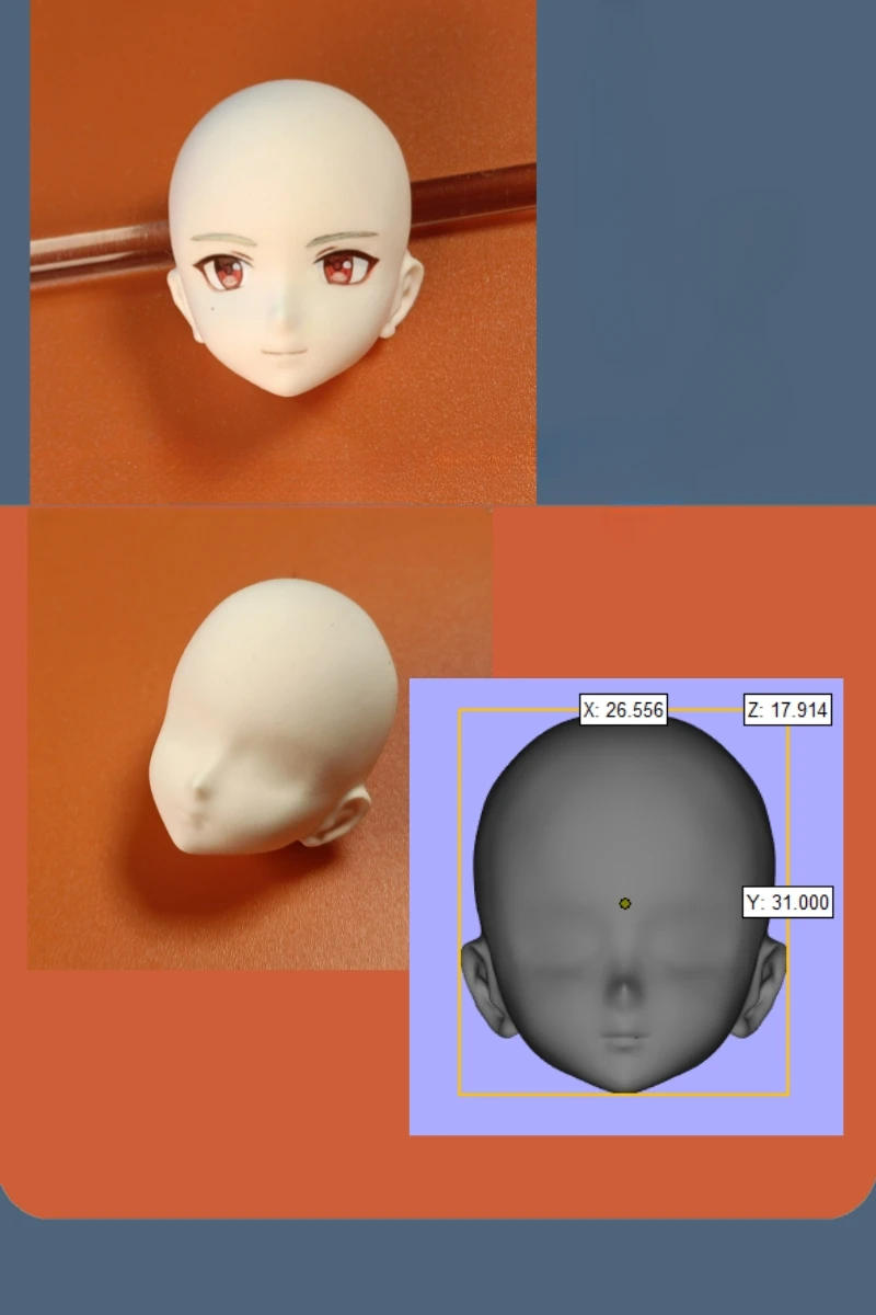 Description Picture 6 of itemPolymer Clay Young Man Face Silicone Mold Direct Proportion Combined Head DIY Ultra Light Clay Shape Doll Accessorie Make Tool