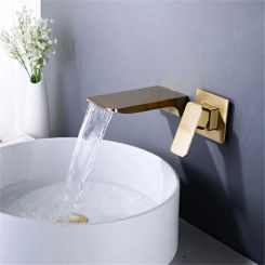 Rose Gold Basin Faucet In Mounted Brushed Gold Bathroom Sink In-Wall Waterfall Tap Mixer Combination Blanoir