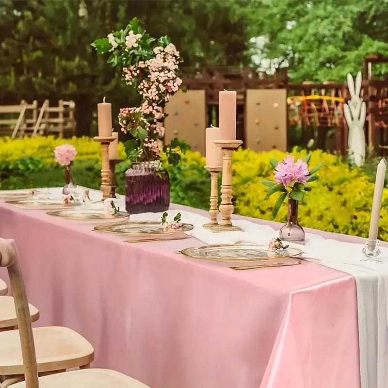 Description Picture 5 of item1pcs, Glossy Satin Tablecloth, Suitable for Hotel, Banquet, Wedding, Birthday, Party, Outdoor, Home Decoration Tablecloth